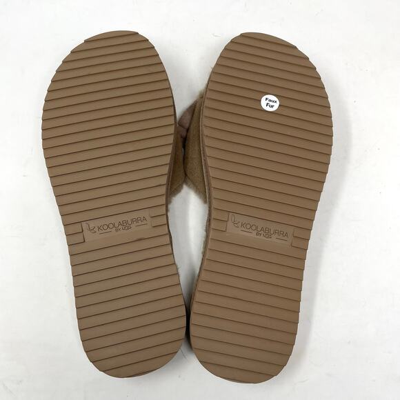 Koolaburra By UGG  Ishani Suede Bow Faux Fur Slippers Slides Amphora Taupe 10 - Picture 8 of 14